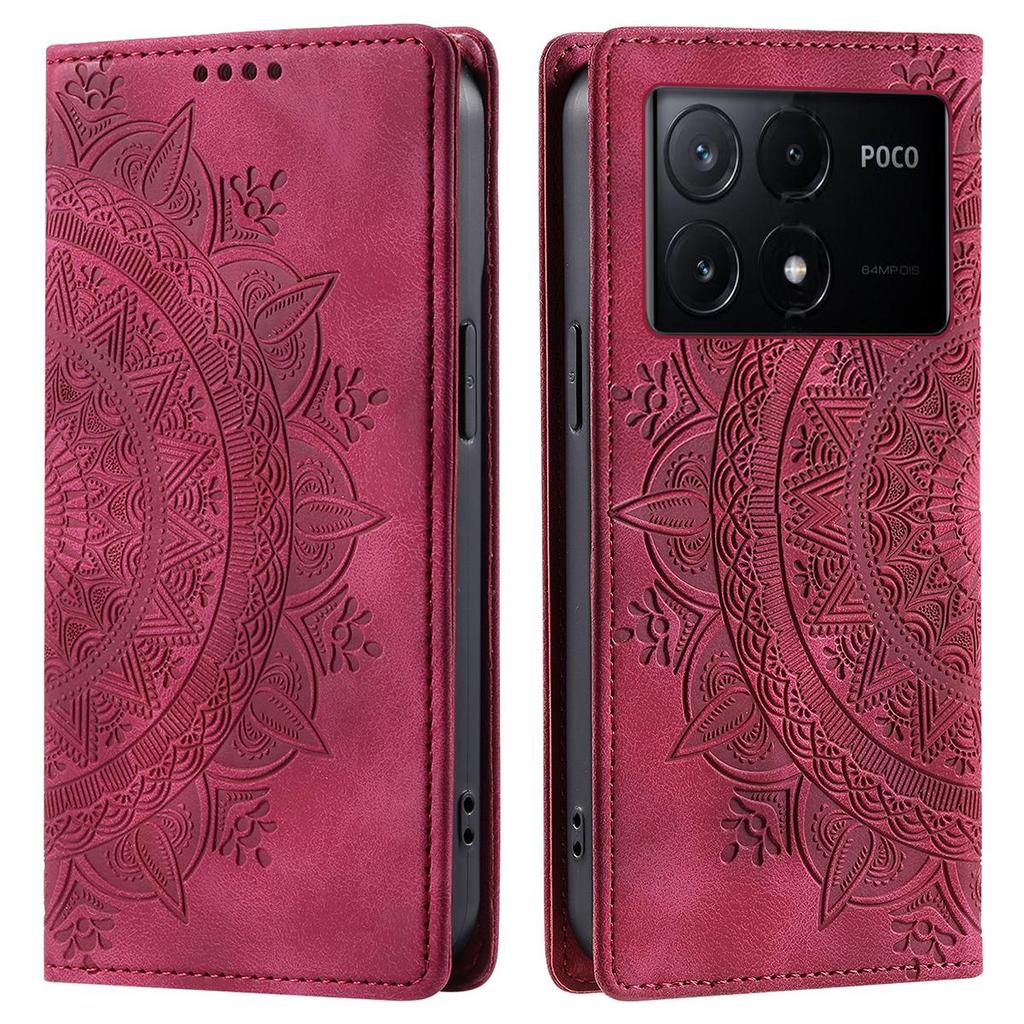for Xiaomi POCO X6 Pro 5G Mandala Embossed PU Leather Flip Wallet Case Magnetic Closure Cover