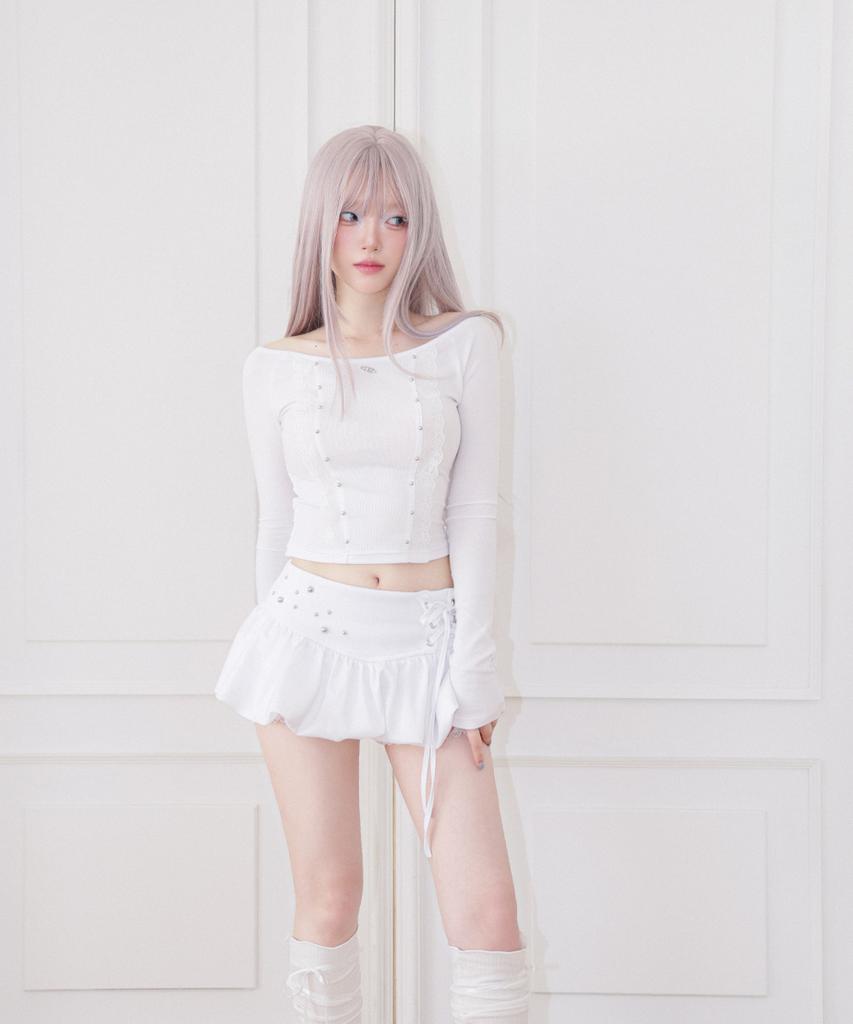 Chelikwili Corset Bubble Skort - White