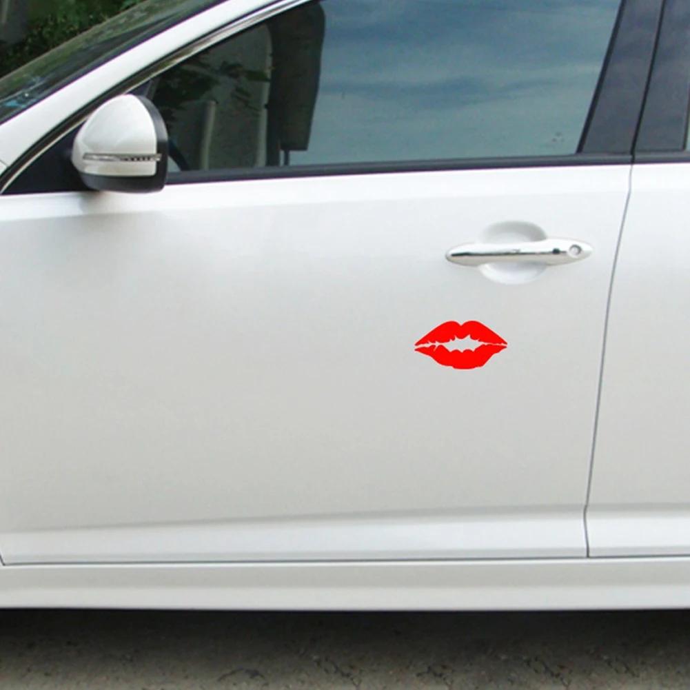 Red Lip Kiss Stickers Car Styling for Auto Car Bumper Window Vinyl Decal Sticker Decals DIY Decor 8x4cm Sexy Car Accessories