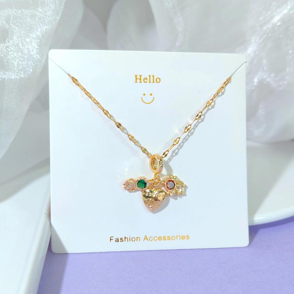 18k vergoldete Zirkonium- und Titanstahl-Anhänger-Halskette - Damen Qixi Valentinstag Geschenk