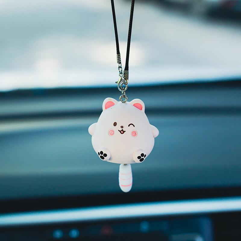 Cat Charm For Car Cute Kitten Car Rearview Pendant Car Rearview Pendant Decoration Car Hangable Resin Kitten Accessories