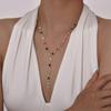 Vintage Boho Colorful Crystal Y-shaped Necklace for Women Geometric Long Tassel Chain Necklace Trendy Jewelry for Festival Party