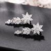 Silver Plated Marquise CZ Flower Drop Earrings, Sparkling Floral Leaf Dangling Earrings for Women