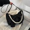Summer Chic Bow Pearl Handbag, Stylish Ladies Messenger Shoulder Bag, Suitable for Women's Outdoor Travel Beach Party Daily Use.