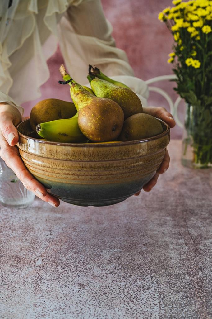 Large Ceramic Salad Bowl 2L Ombre 22 Cm Ramen Soup Bowl For Fruit