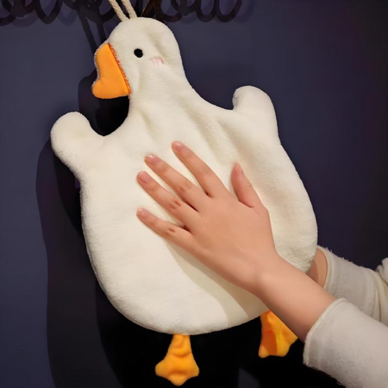 1Pc Cartoon Goose Hand Kerchief Hanging Hand Towel Water Absorbing Hand Towel Kitchen And Bathroom Supplies