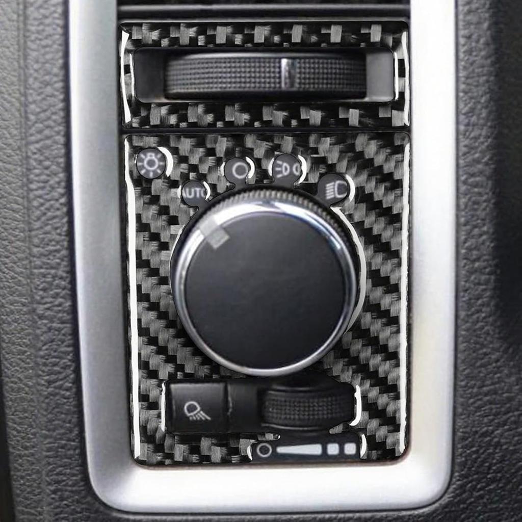 Carbon Fiber Headlight Switch and Air Vent Trim for Dodge RAM 1500 2500 3500 2013-2018,Dashboard Light Control Panel & AC Outlet Frame Sticker