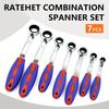 1 Set 7pcs Ratchet Wrench Multi-Specification Adjustable Direction Left And Right Handle Comfortable Anti-Slip Bidirectional Quick Lock Mechanism