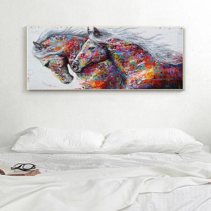 ZYGALLOP Animal Abstract Wall Art Running Horse Canvas Painting Modern Prints Posters Pictures Living Room Decoration Home Decor No Frame