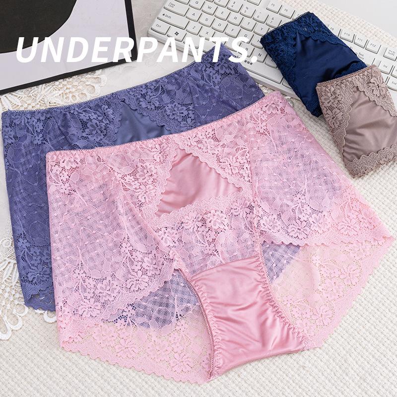Big Size Lady Summer New Style Sexy Lace Comfortable Hollow Out Without Mark Bag Buttock Briefs