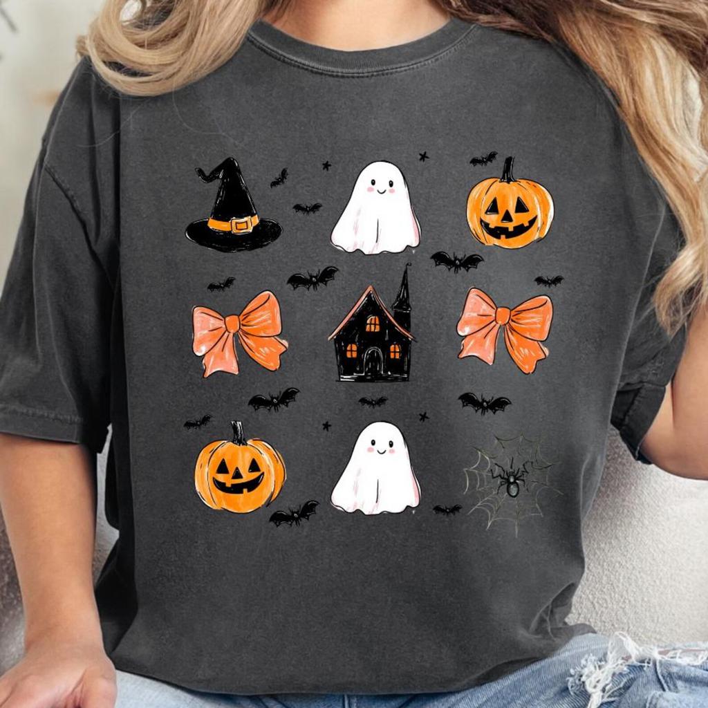 Comfort Colors Spooky Season Ghost Shirt, Floral Ghost T-Shirt, Patchwork Ghost Tee Shirt, Autumn Ghost Shirt, Halloween Pumpkin Fall Shirt