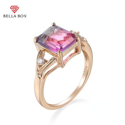 Luxe Dames Sieraden Cocktailfeest Ringen Met Meerkleurige Zirconia Steen Verzild Verjaardagsfeest Ring Band Cadeau