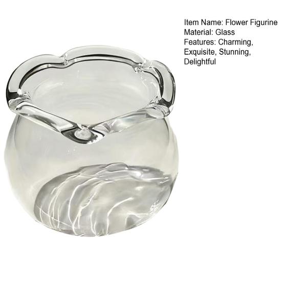 Yousheng Mini Glass Flower Figurine Handmade Faux Crystal Transparent Flower Bouquet Collectible Hand Blown Table Ornament for Mother's Day Birthday