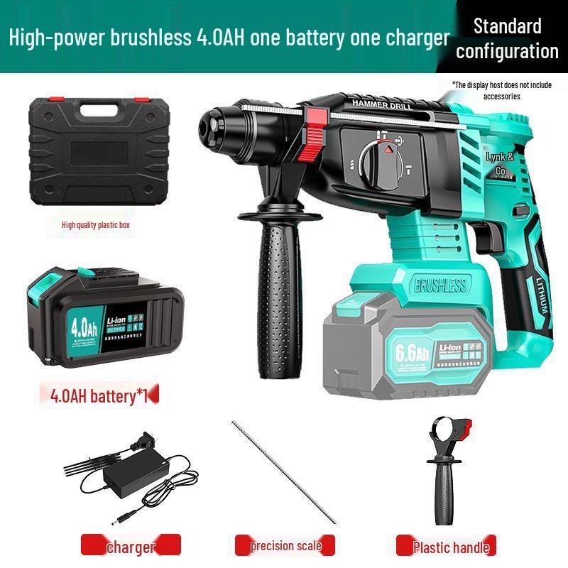 Brushless Rechargeable Electric Hammer Pickaxe: Three-in-One Heavy Duty Concrete Drill with Lithium Battery