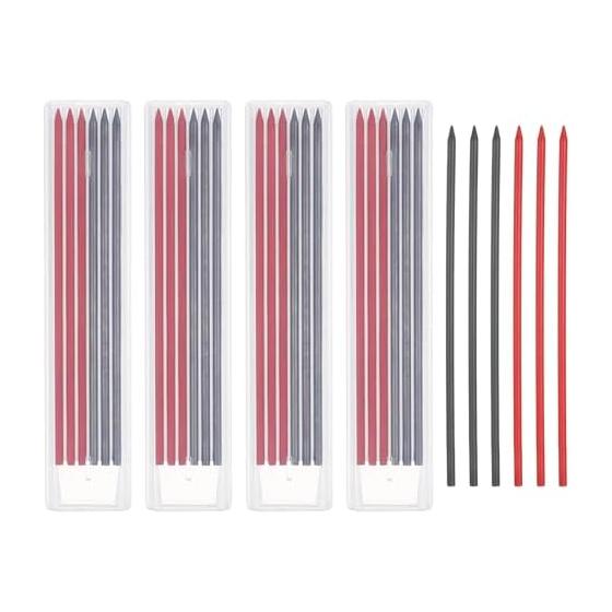 PATIKIL 30 Pcs 2.8mm Carpenter Pencils Refills, Solid Construction Pencils Lead, Break-Resistant Lead for Mechanical Carpenter Pencils, Red & Black