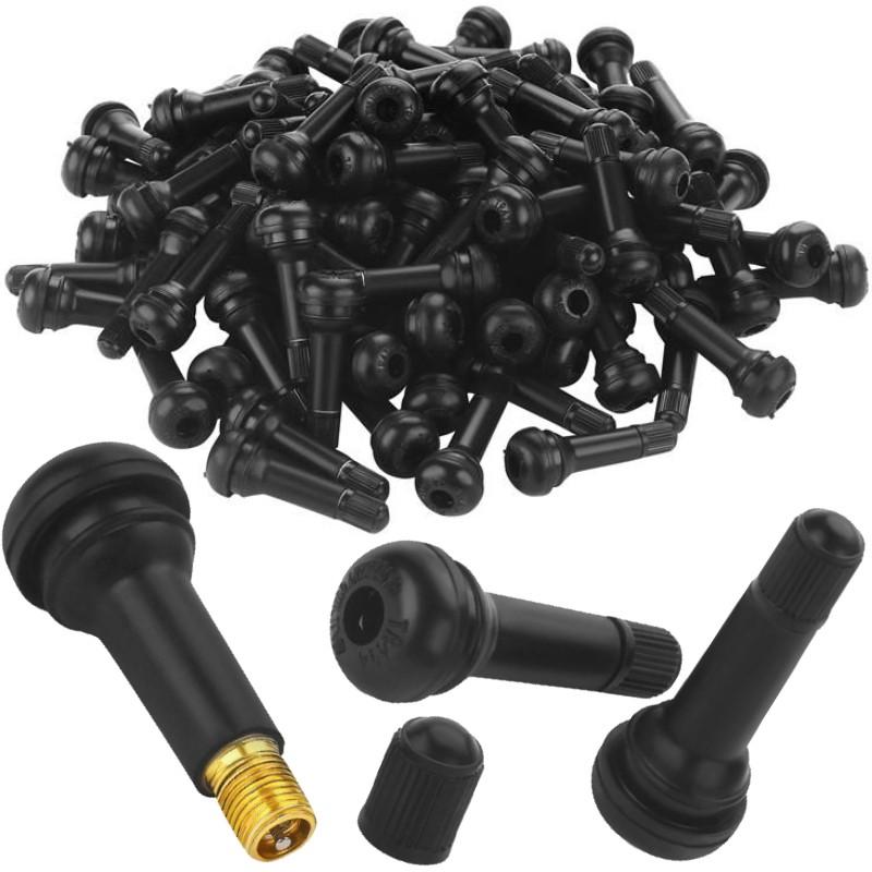 Valves for rims, set of 100 pieces, tubeless, rubber + brass, universal
