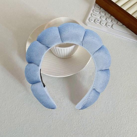 Women Headband Solid Color Elastic Puffy Sponge Lightweight Anti-slip Hair-fixed Regular Fit Bath Washing Face Hair Hoop Hair Accessories