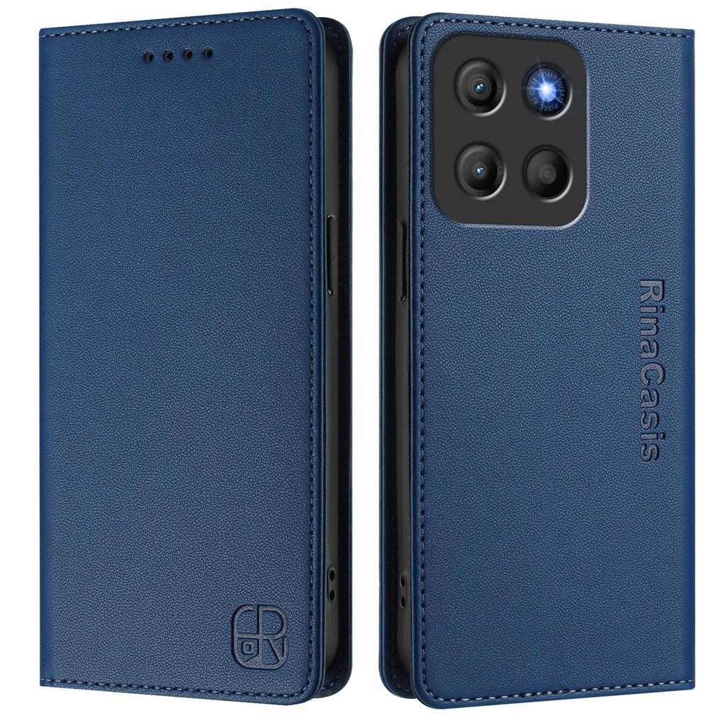 For Motorola Moto G15 4G Leather Case RINACASIS RC01 Phone Cover with RFID Blocking Wallet Stand