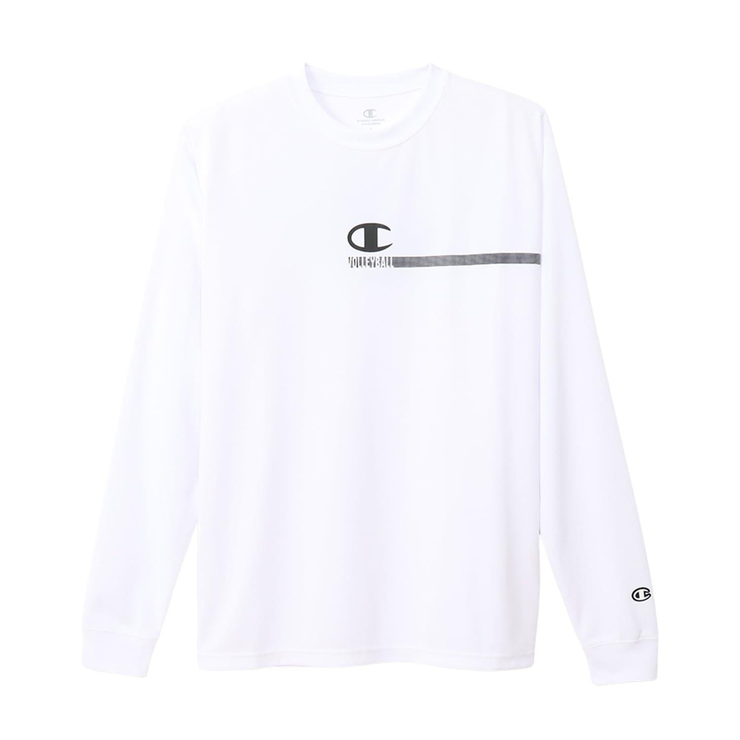 

Champion Long Sleeve Round Odor Graphic Volleyball Size XL Men s T-Shirt, Neck, Antibacterial, Resistant, Quick-Drying, Print, T-Shirt, White, белый