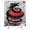 Red and Black Dragon Shower Curtain Waterproof Fabric with Anti-Bacterial Properties for Bathroom Decorations In White Gray Back