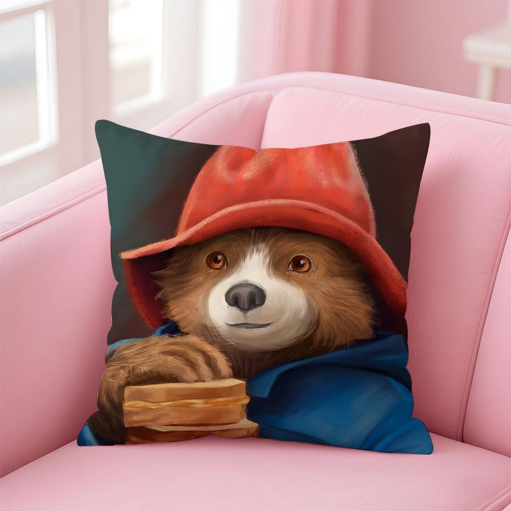 Warm Daily PPaddington Bears Animal Cushion Cover Linen Pillowcase Cover Soft Decor for Sofa Home Room
