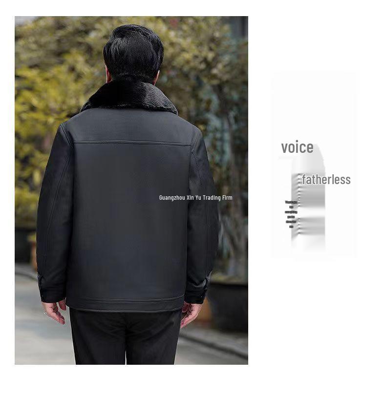 Men's Winter Coat for Seniors - Thickened Cotton Padded Jacket with Buttons for Ages 70-80