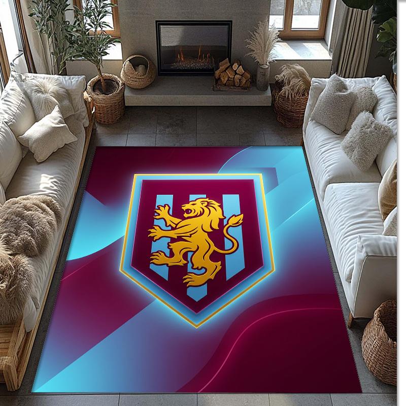 Tappeto in Velluto di Cristallo con Stampa Calcio Aston Villa, Comodo Assorbente d'Acqua Antiscivolo Tappeto per Pavimenti Interni