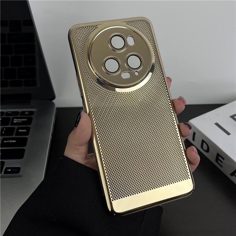 Full Cover Plating Grid Heat Dissipation PC Case With Lens Film For Honor Magic5 Magic 5 Pro Back Shell Protector