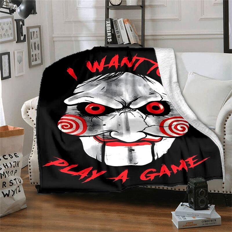 Saw Movie Flannel Blanket Soft All-Season Throw, Design for Camping, Car Travel, Hiking Sofa, Bed, Office Perfect Gift for Parties
