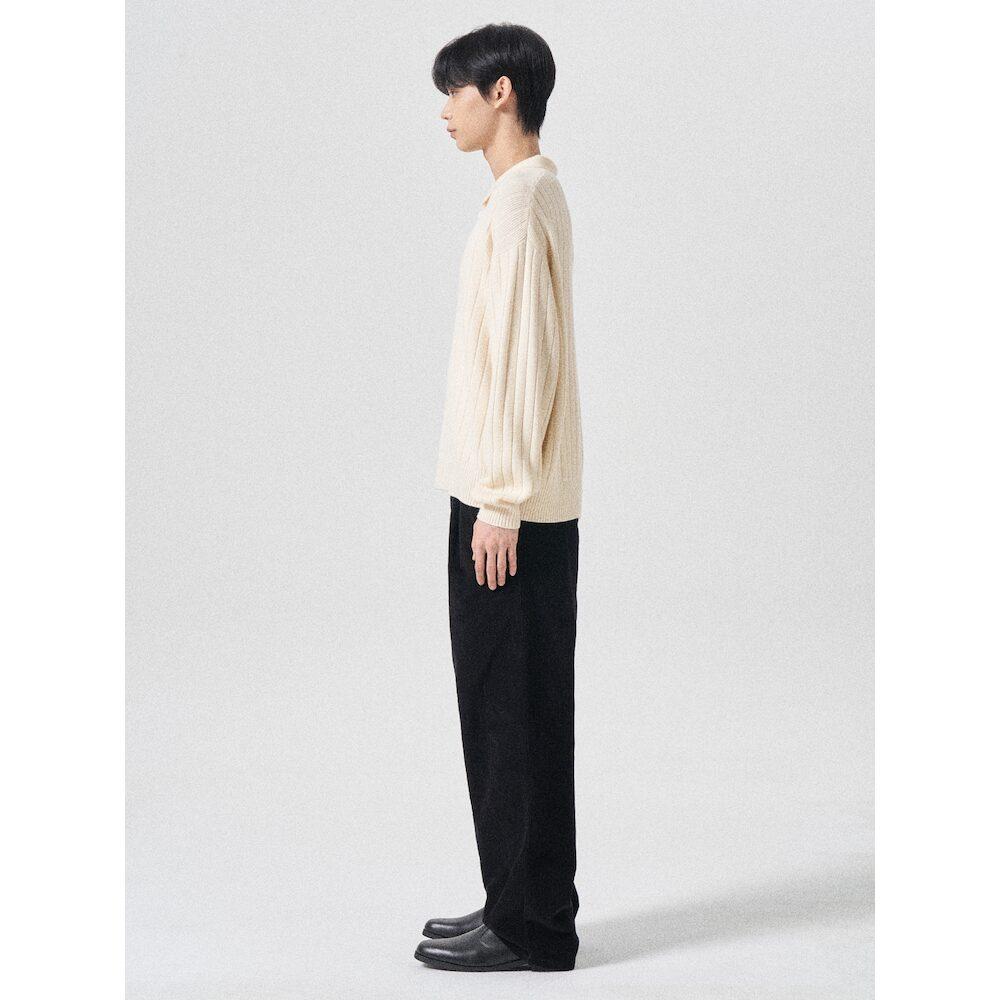 8SECONDS Modified Ribbed Loose Fit Collar Pullover Ivory