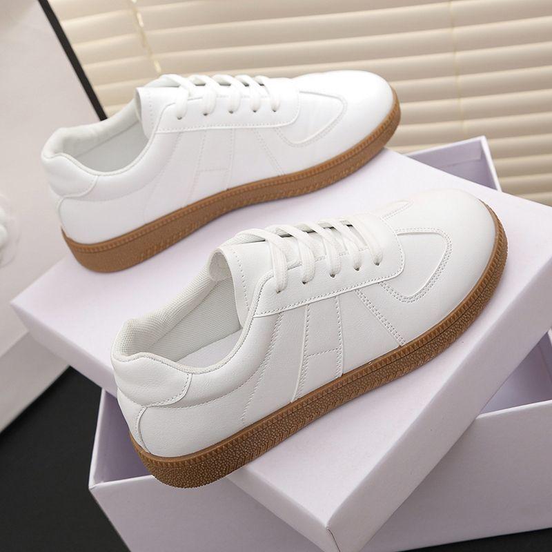 Dexun flacher Boden 2025 Herbst Explosion lässige Forrest Gump Schuhe vielseitig neu retro kleine weiße Schuhe Sportschuhe Damen weiß