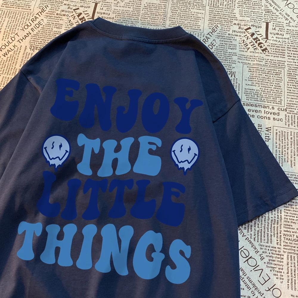 Enjoy The Little Things Letter Men T-Shirt Harajuku O-Neck Tshirts Cartoons Sweat Tee Clothes Fashion Personality Mens Tshirt