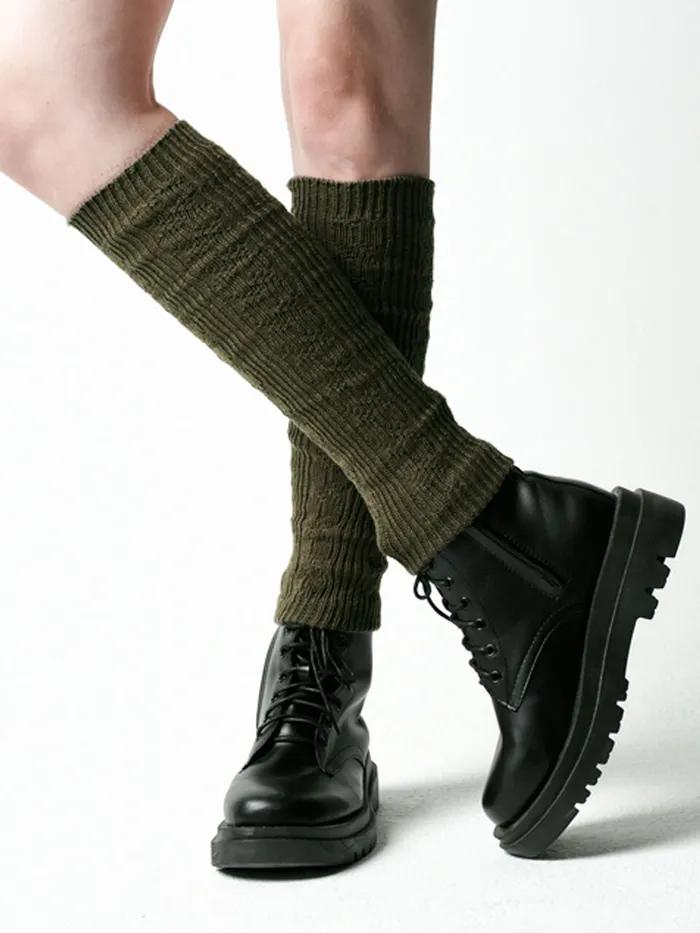 [CP] Knitted Leg Warmers Winter Foot Warmers [KHAKI] Daily Socks ver.