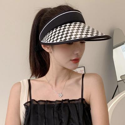 Kareli Güneş Şapkası (Siyah) UV Korumalı Yaz Şapkası