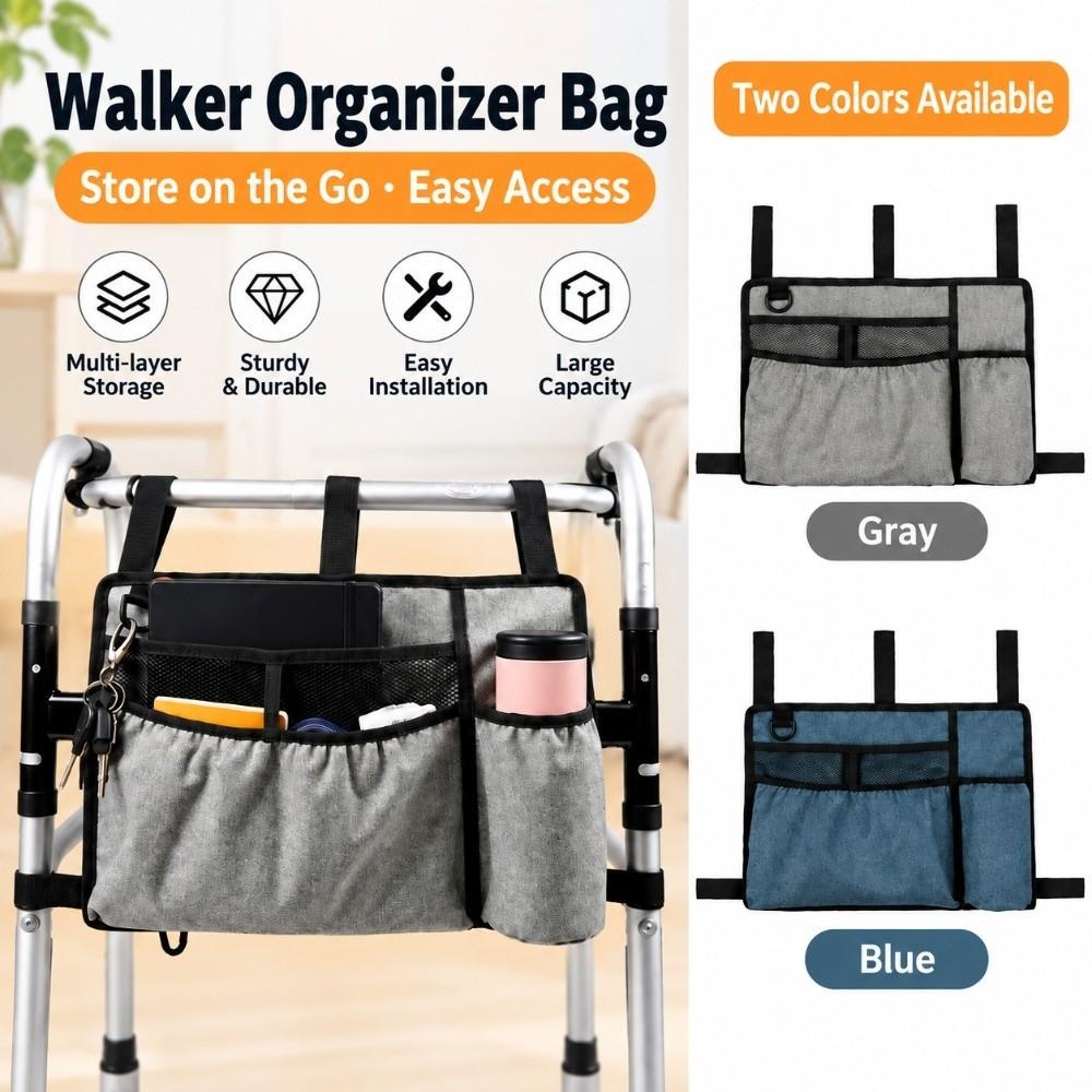 Large Capacity Walker Pouch Attachments Adjustable Strap Tote Bag For Walker New Walker Bag