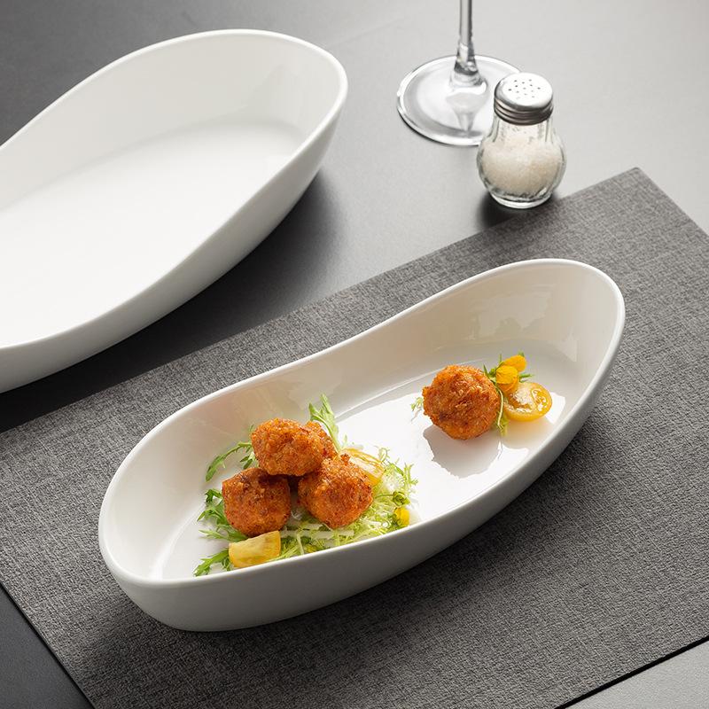 Nordic Special-Shaped Plate, Dessert Plate, Restaurant Salad Plate, Long Strip, Deep Plate, Hotel Tableware, Artistic Conception, Dish Plate, Cold Dis