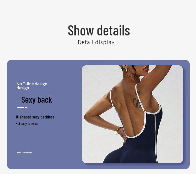 Women's Color Block Backless Slim Fit Bodysuit for Yoga Fitness