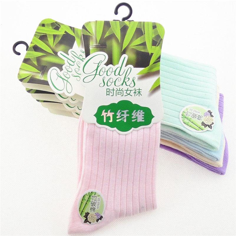 3 Paar Qualitäts-Bambusfaser Damen Socken Atmungsaktiv Deodorant Baumwollsocken Damenmode Bonbonfarbe Mittelrohrsocken Calcetines