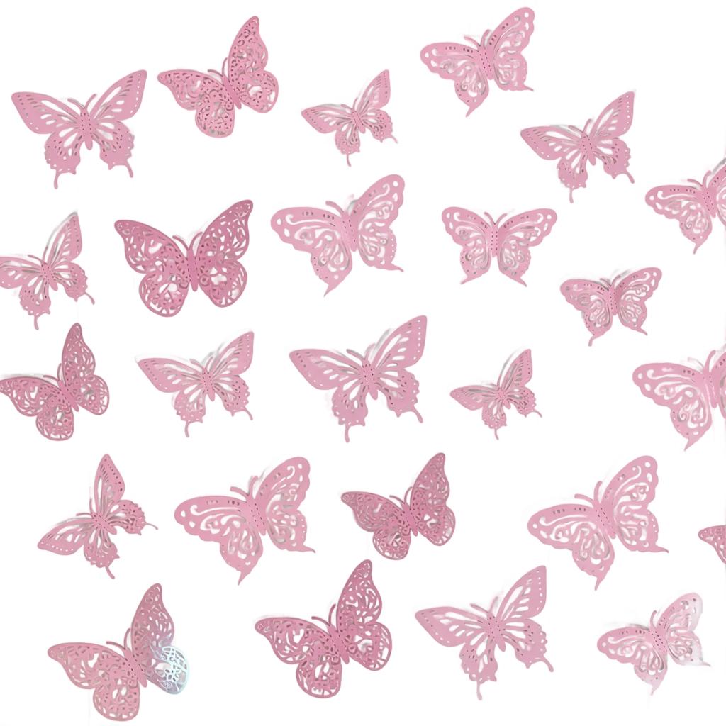 72PCS Hollow 3D Layered Butterfly Wall Stickers Metal Effect Creative Wall Decals for Living Room Bedroom Home Decoration