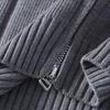 Men's Solid Color Textured Casual Sports Loose Fashion Knitted Zipper Top Jacket