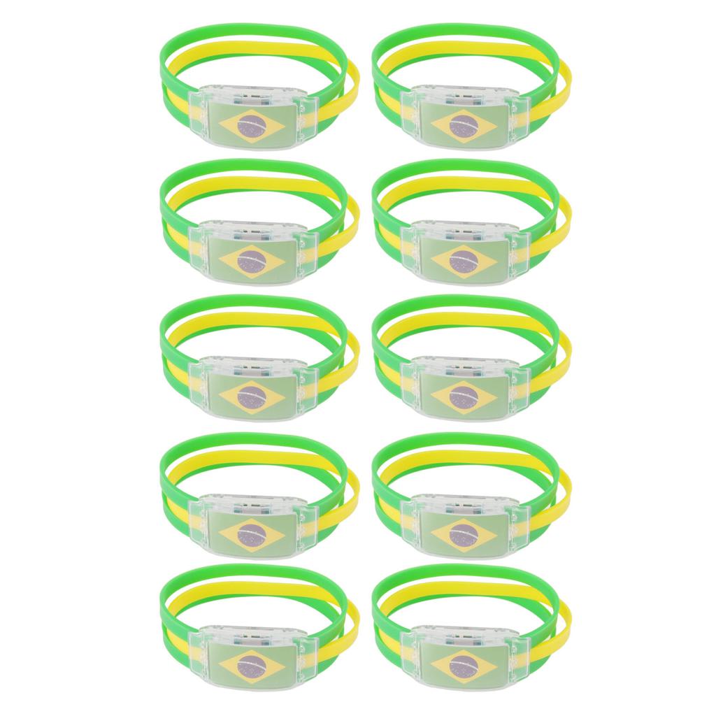 10PCS National Flag Glow Bracelet Silicone ABS Fans Luminous Cheer Props for 2022 World Football Match