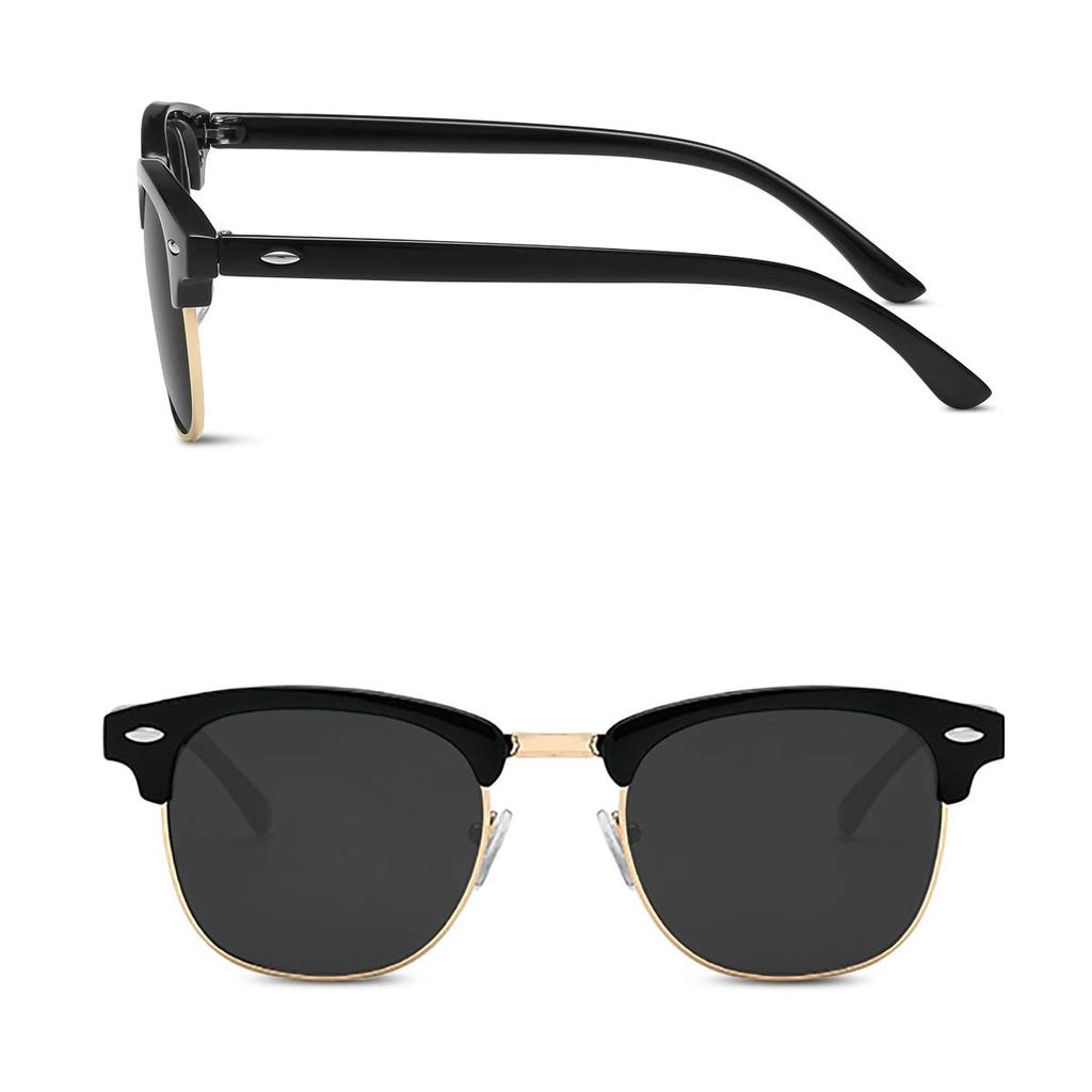 [LumiSyne] Men's Polarized Square Sunglasses, Retro Club Style Sunglasses, Ultra-lightweight Semi-rimless, UV400 Cut, Sports Driving Glasses, with