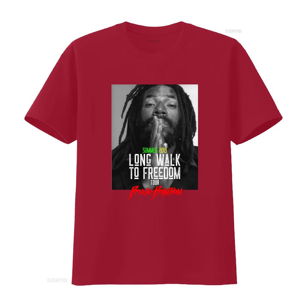 Buju Banton Long Walk To Freedom Tour 2019 Verão Camiseta Estilo Reggae vintage Lavada Estilosa roupas de designer Ligeiramente moda