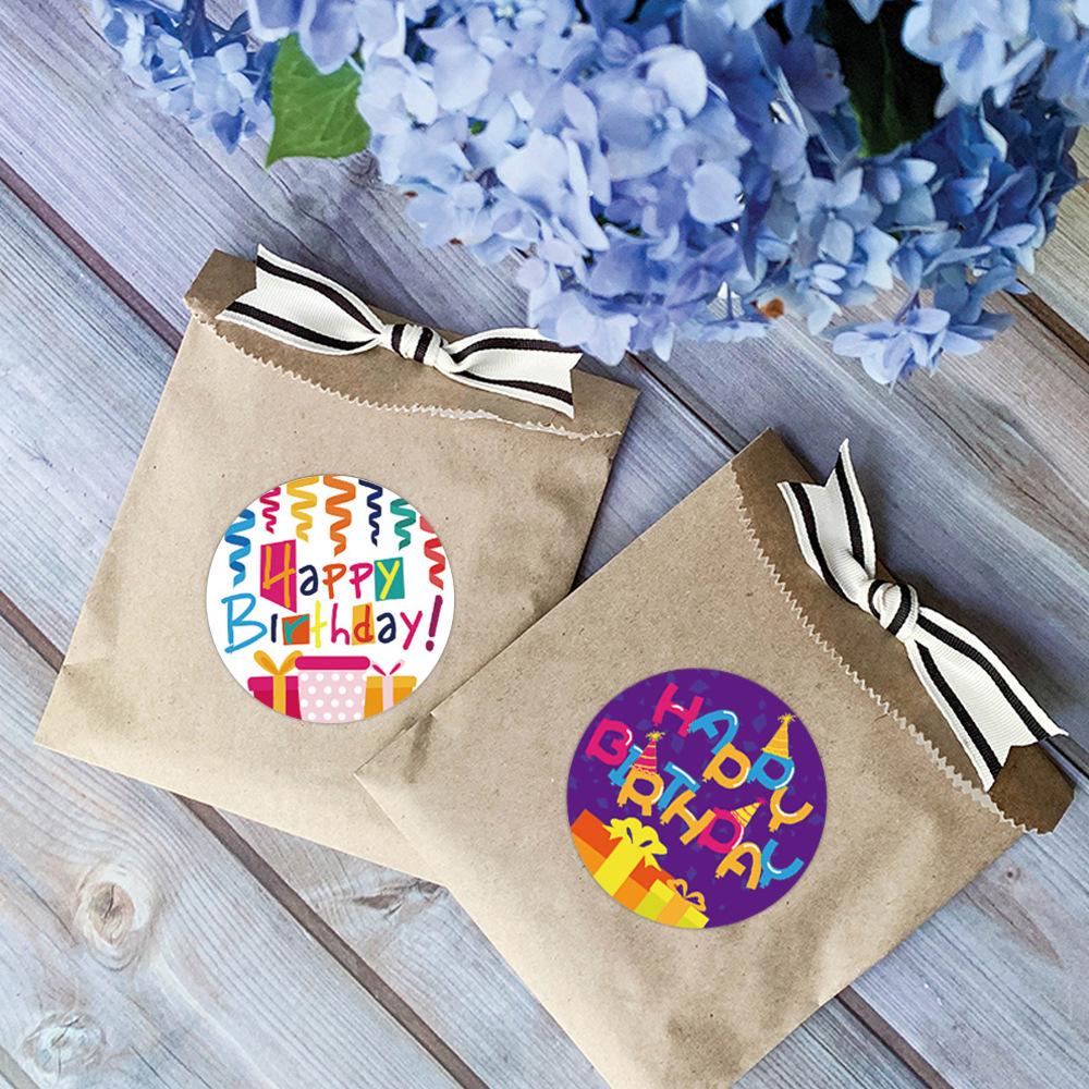 100-500pcs Cute Happy Birthday Sticker Birthday Gift Decoration Label Sealing Balloon Cake Label Packaging Scrapbook Sticker