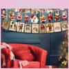 Banner de Decoração para Festa de Natal com Papai Noel, Boneco de Neve e Renas ao Fundo Banner Festivo com Alfabeto