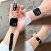 Diamond Leather Watch Straps For Apple Watch Ultra 49mm Metal Bracelet 45 44 41 38 40 42 46mm Women Wristband for iWatch S11 10 9 8 SE3 Correa