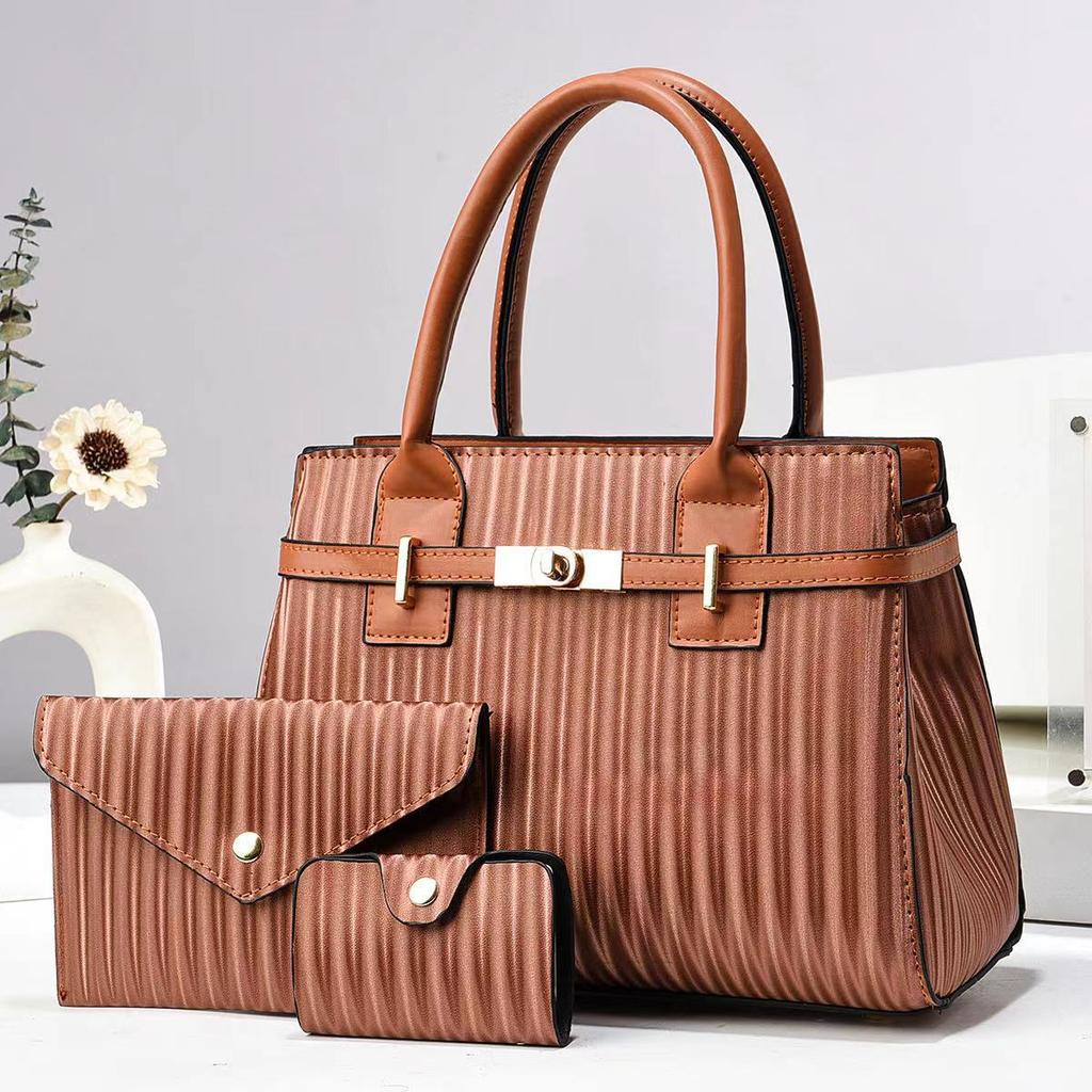 Neue dreiteilige Mutter-Kind-Tasche Modische Handtasche Trendige Textur Schultertasche Vielseitige vertikale geprägte Umhängetasche