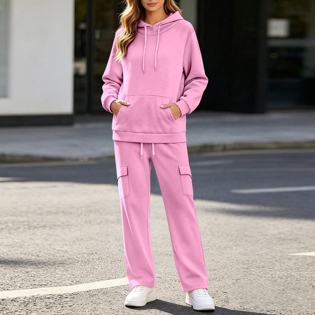 Women's -Lined Casual Hoodie and Sweatpants 2 Piece Set with Pockets Long Sleeve