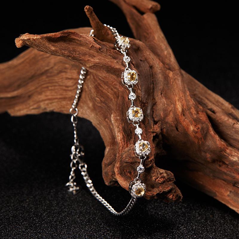 Xiaohongshu Color Treasure Jewelry S925 Sterling Silver Inlaid With Natural Garnet Diopside Sapphire Bracelet Women