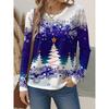 Women's Autumn 3D Animal Snowflake Print Crew Neck Long Sleeve T-Shirt